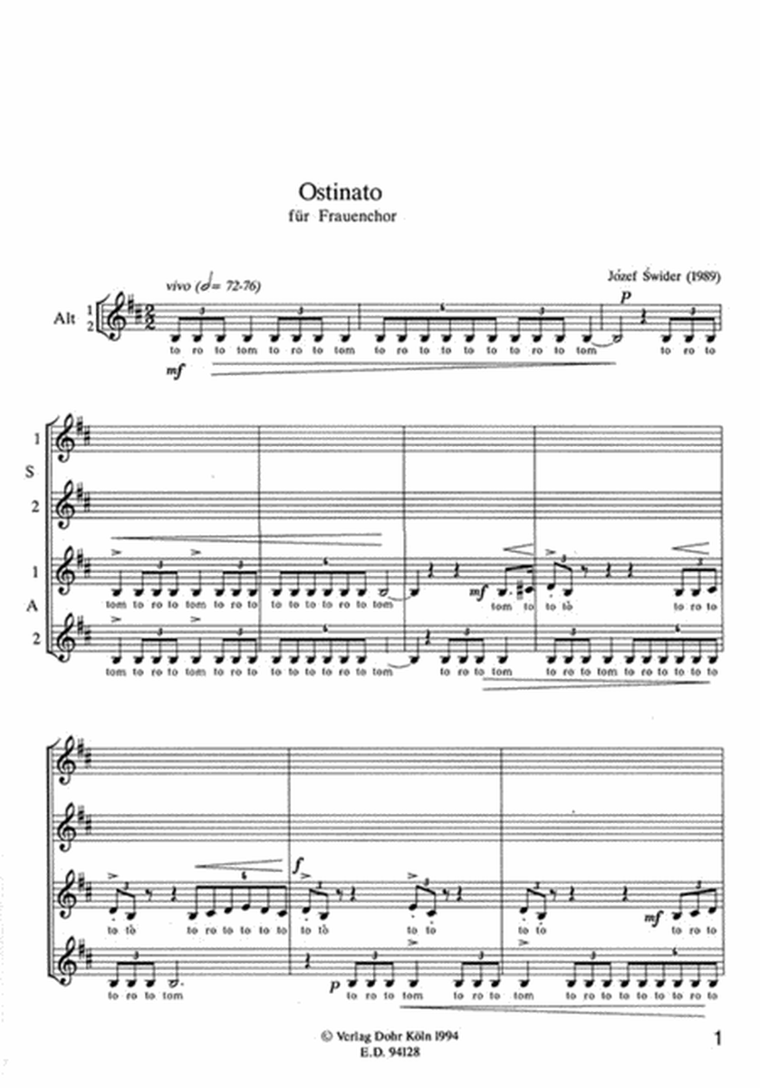 Ostinato für vierstimmigen Frauenchor a cappella (1989)