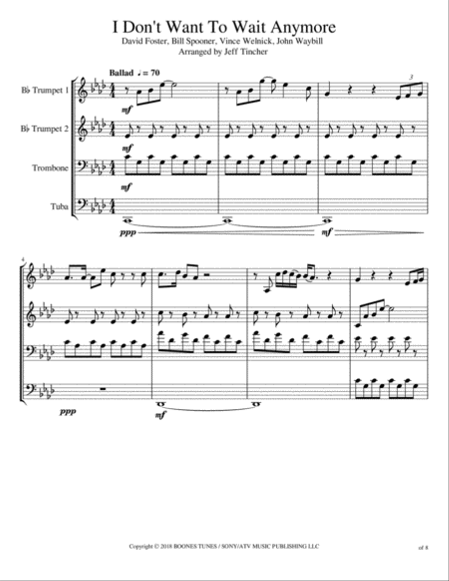 I Don't Want To Wait Anymore Brass Ensemble scores gallery preview page 2