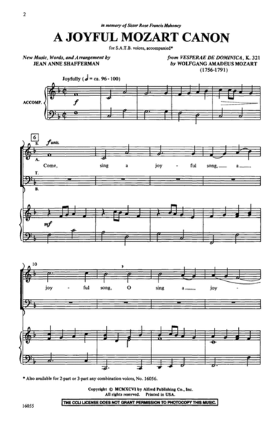 A Joyful Mozart Canon (from Vesperae de Dominica, K. 321)