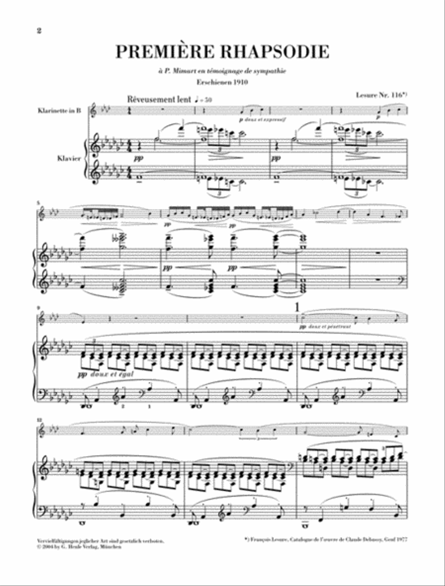 Première Rhapsodie and Petite Pièce Clarinet Solo scores gallery preview page 2