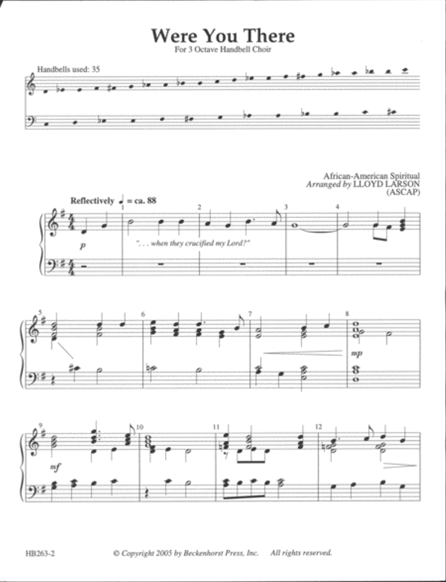 Were You There - Larson (handbells) 3-Octaves scores gallery preview page 2