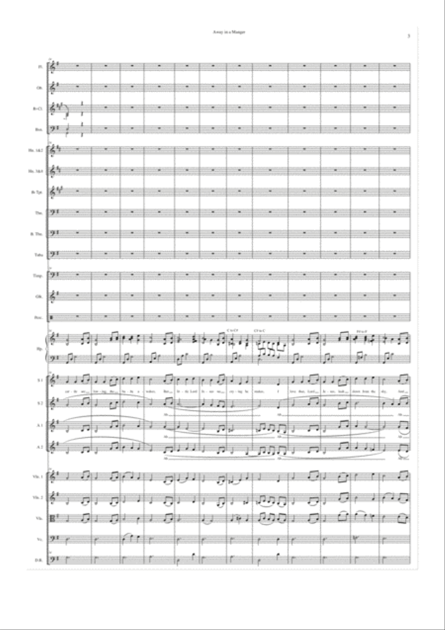 Away In A Manger SSAA Orchestral Accompaniment Score and Parts SSAA scores gallery preview page 5