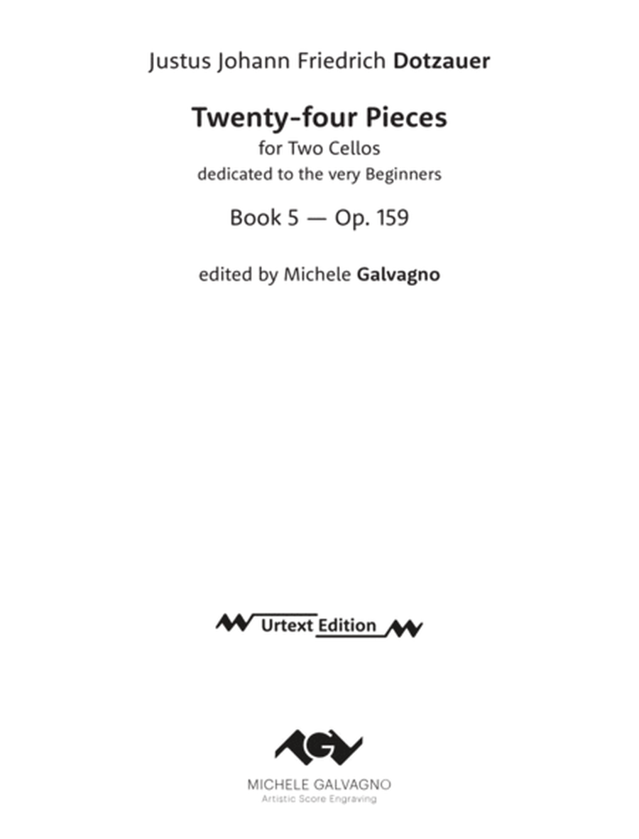 Twenty-four Pieces for Two Cellos, dedicated to the very beginners, Op. 159 - Standard Edition image number null