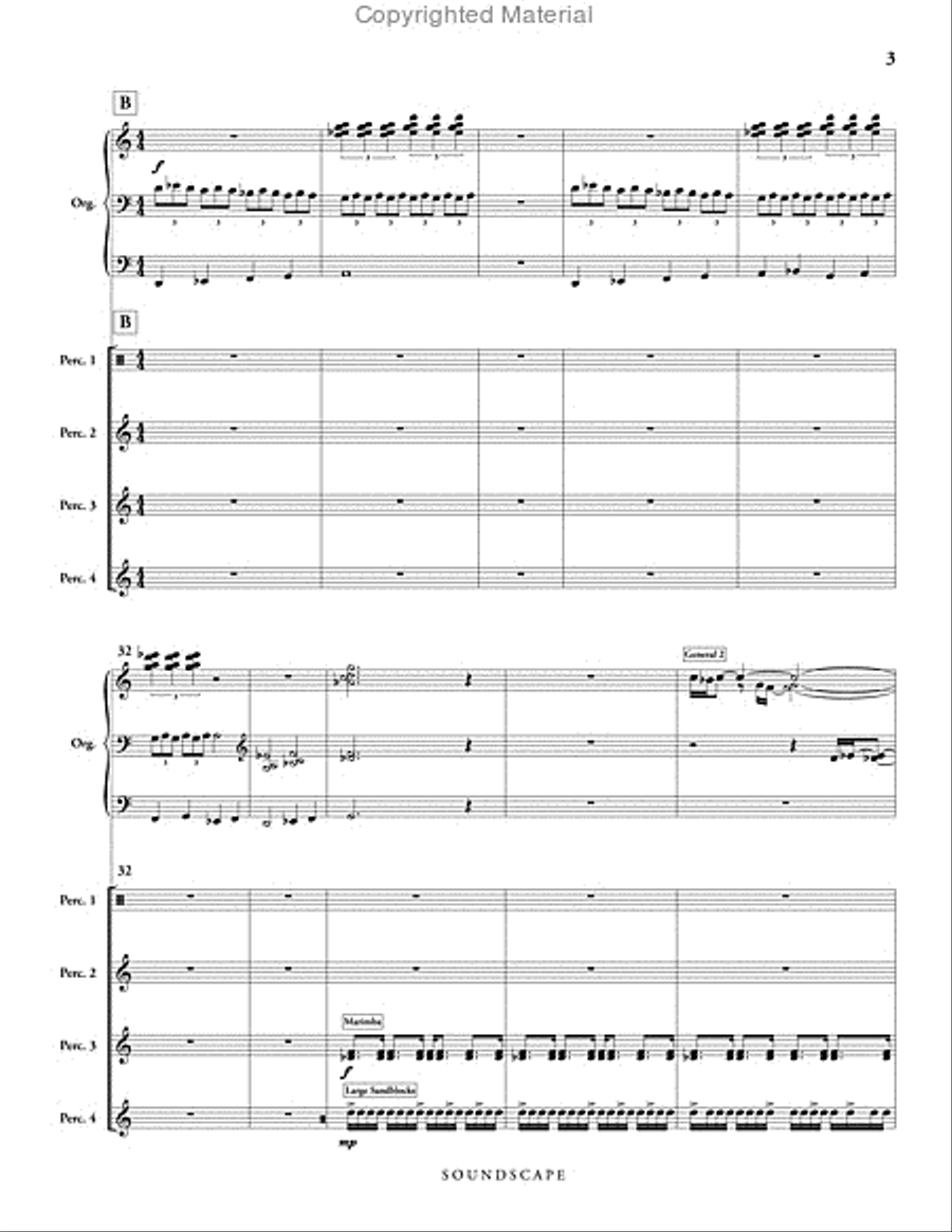 Soundscape for Organ & Percussion Ensemble (score & parts) Percussion Ensemble scores gallery preview page 4