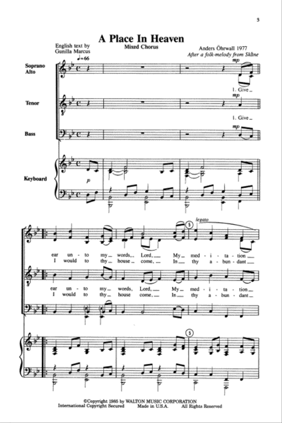 A Place in Heaven (SATB) 4-Part scores gallery preview page 5