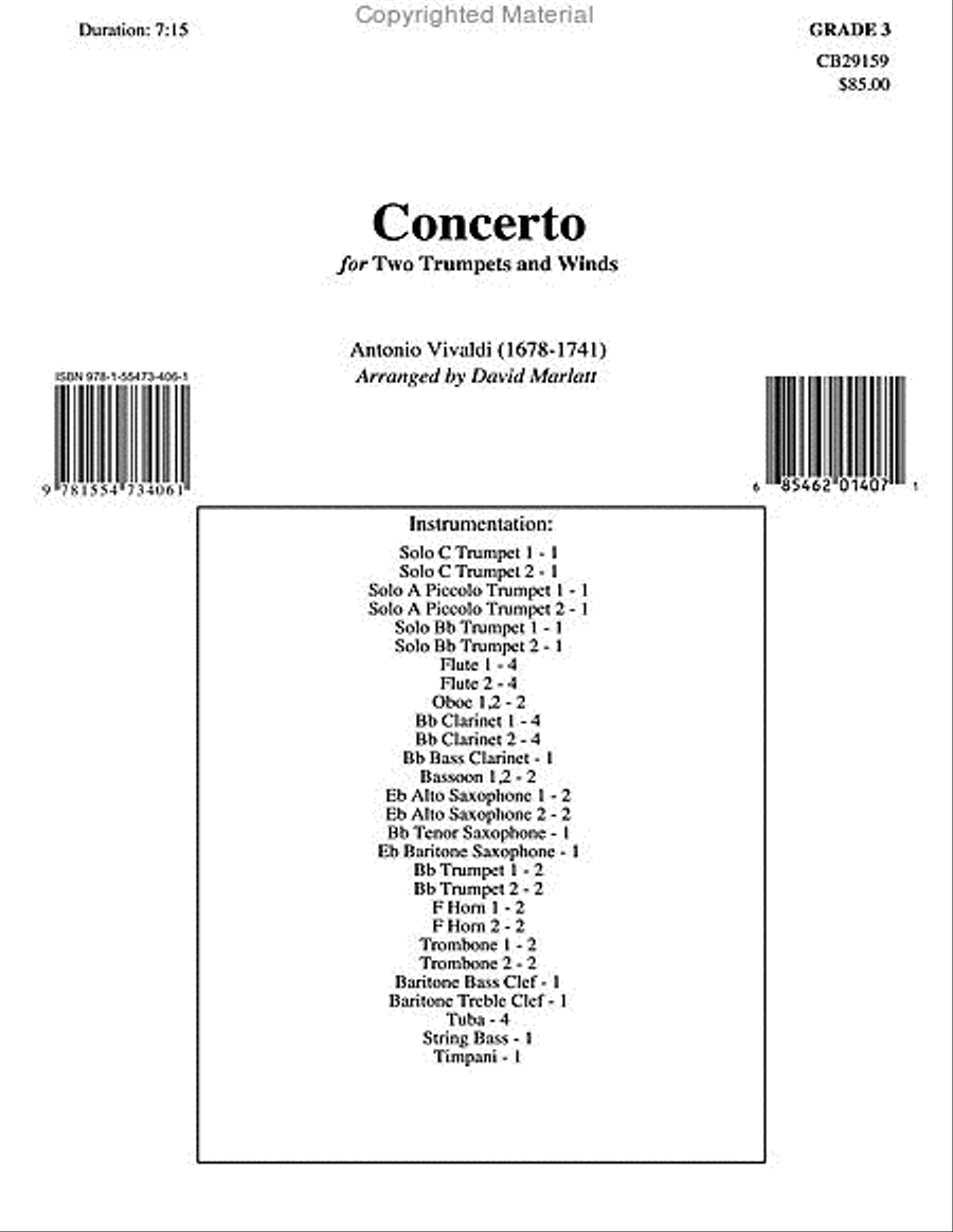 Concerto for Two Trumpets and Winds Concert Band scores gallery preview page 2