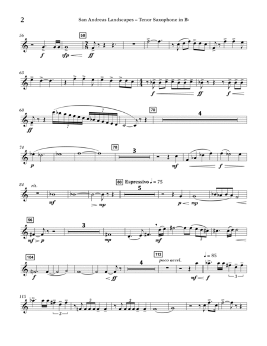 San Andreas Landscapes - Bb Tenor Saxophone Tenor Saxophone scores gallery preview page 2