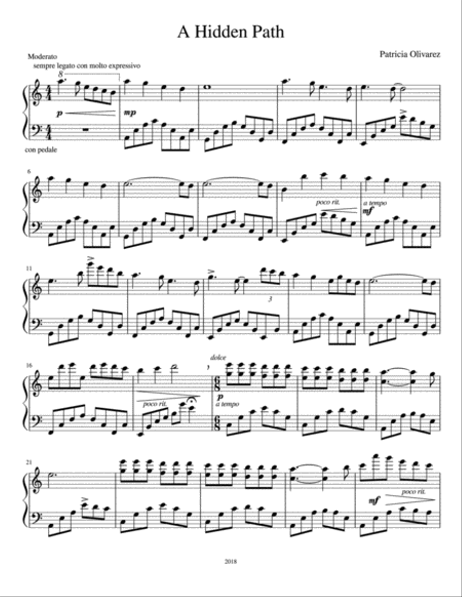 A Hidden Path Piano Solo scores gallery preview page 1