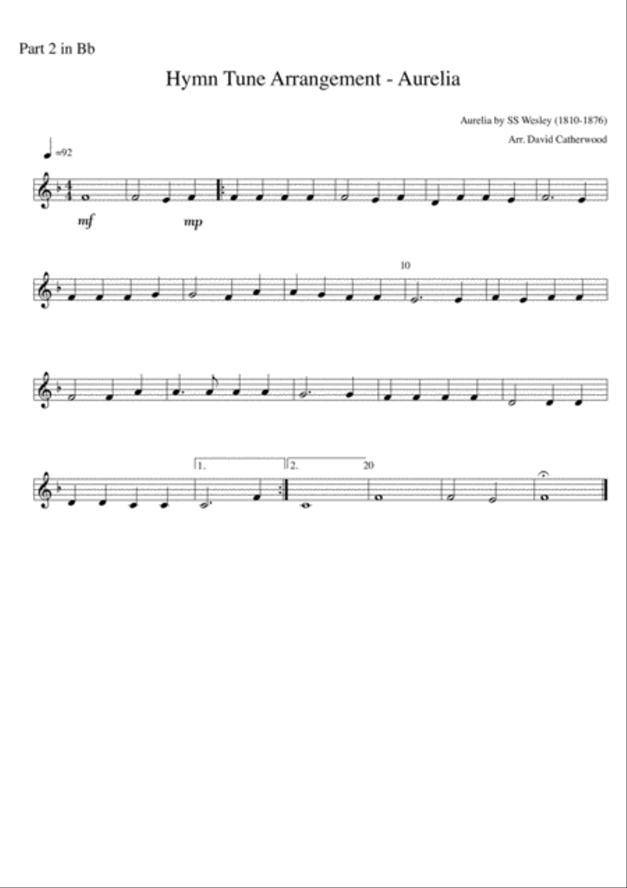 Hymn tune Aurelia By SS Wesley arr. David Catherwood Concert Band scores gallery preview page 6