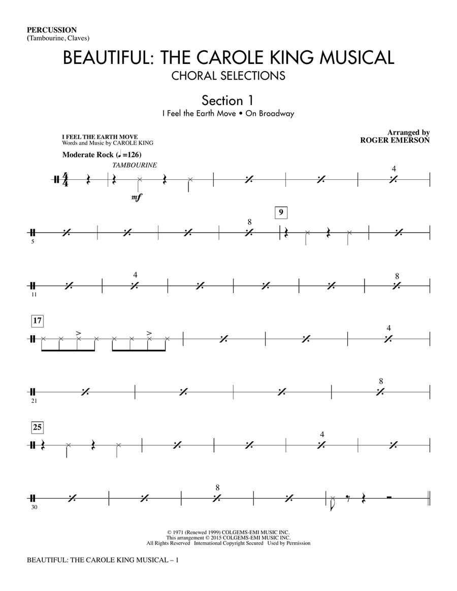 Beautiful: The Carole King Musical (Choral Selections) - Percussion
