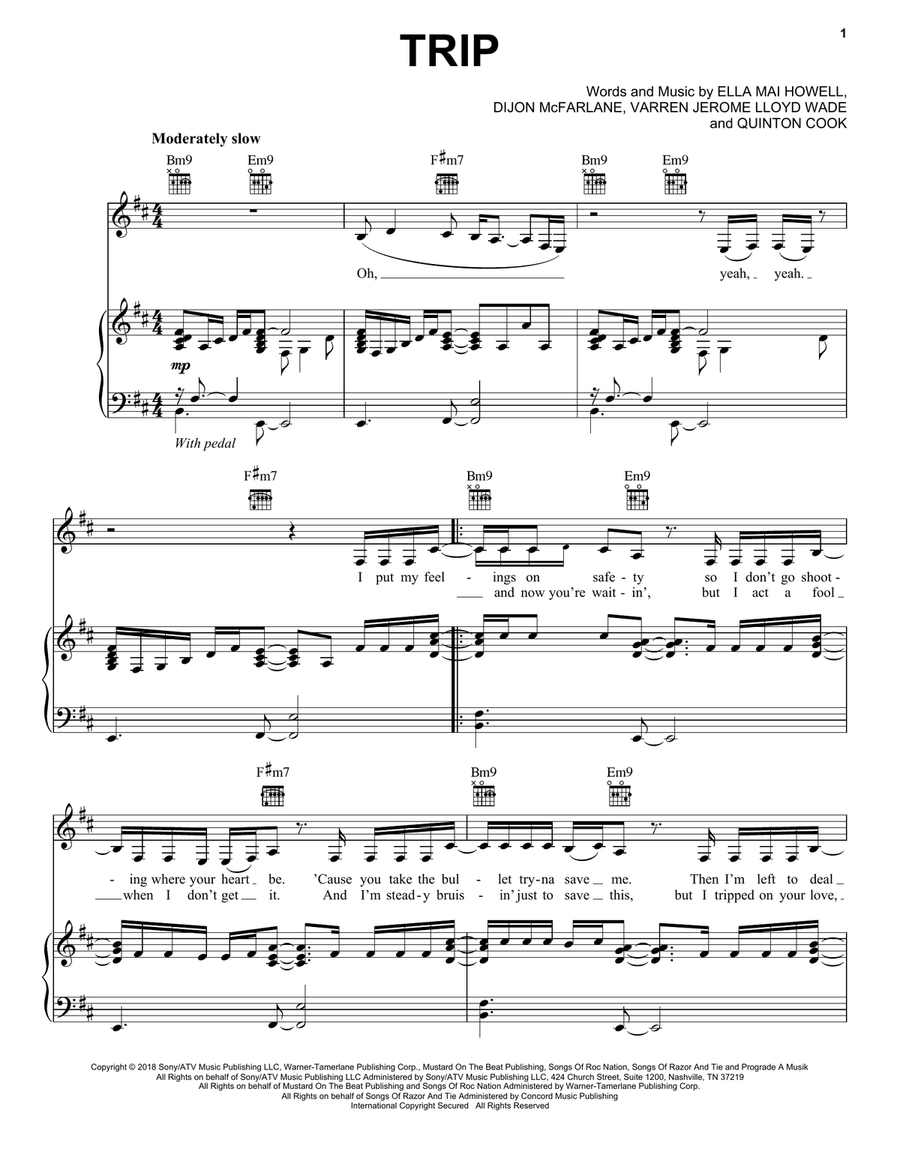 Trip Trip Piano, Vocal, Guitar scores gallery preview page 1