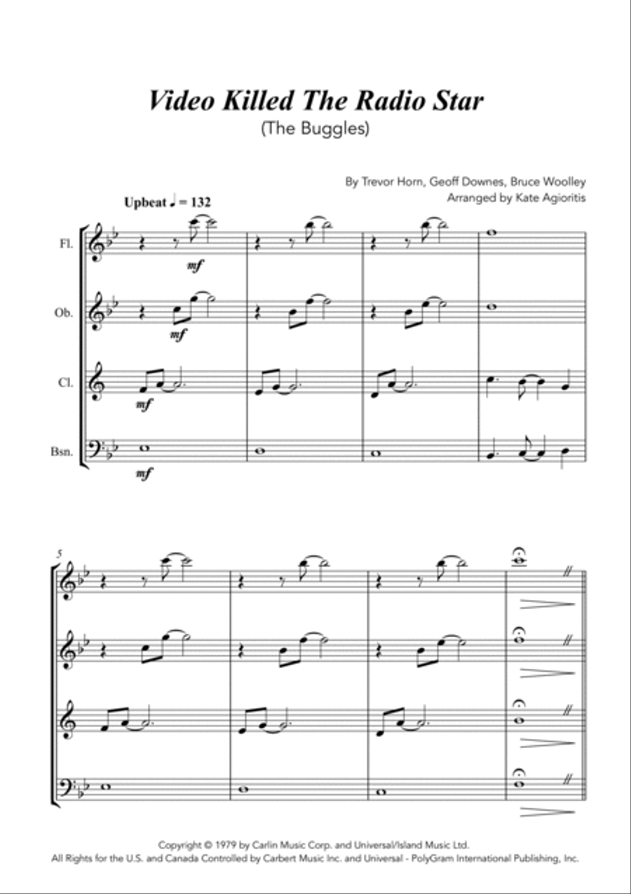 Video Killed The Radio Star Woodwind Quartet scores gallery preview page 3