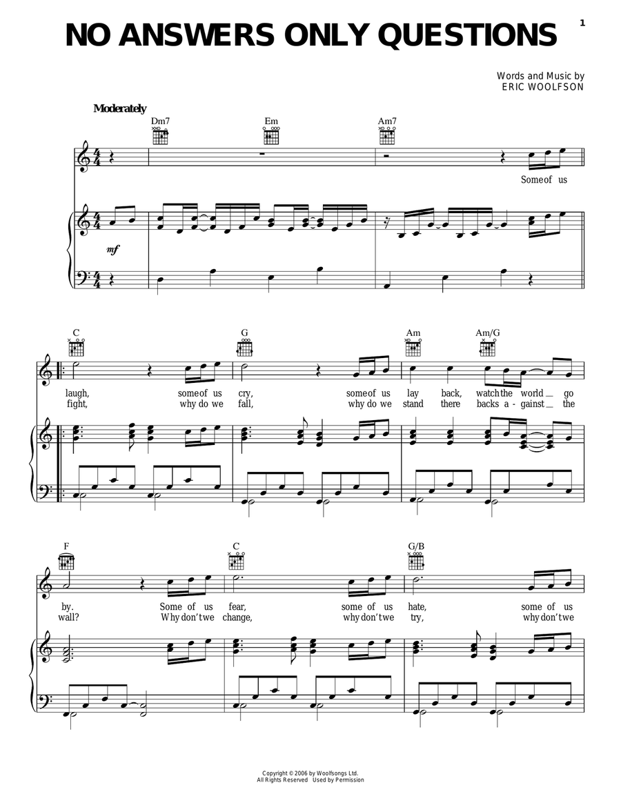 No Answers Only Questions Acoustic Guitar scores gallery preview page 1