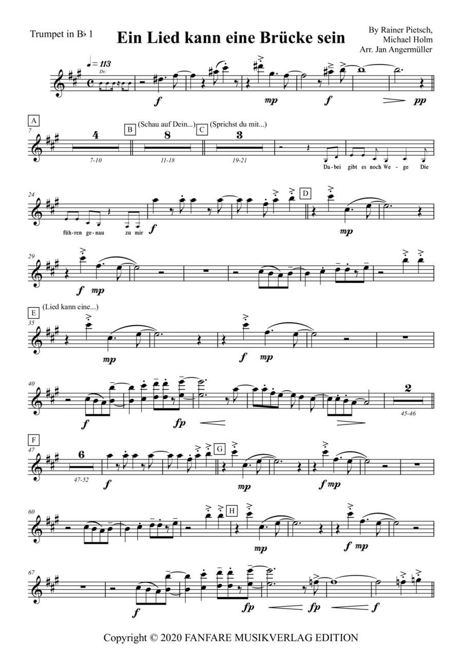Ein Lied Kann Eine Bruecke Sein Full Orchestra scores gallery preview page 1
