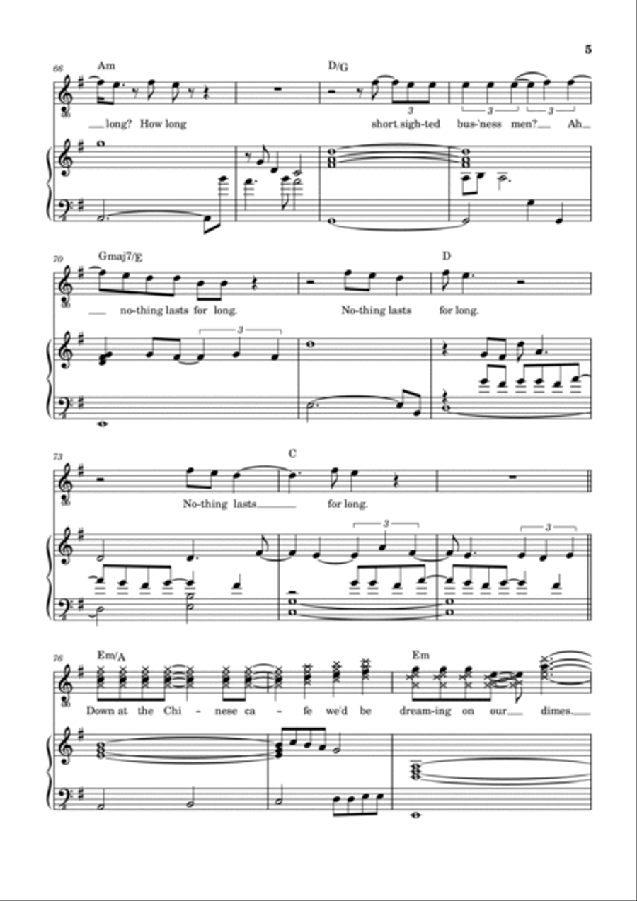 Chinese Cafe Unchained Melody Piano, Vocal, Guitar scores gallery preview page 6