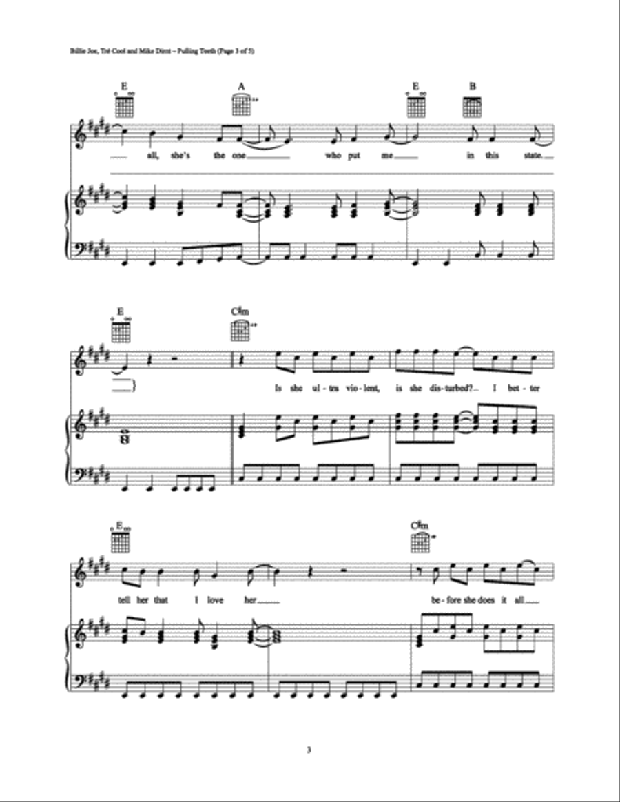 Pulling Teeth Piano, Vocal, Guitar scores gallery preview page 3