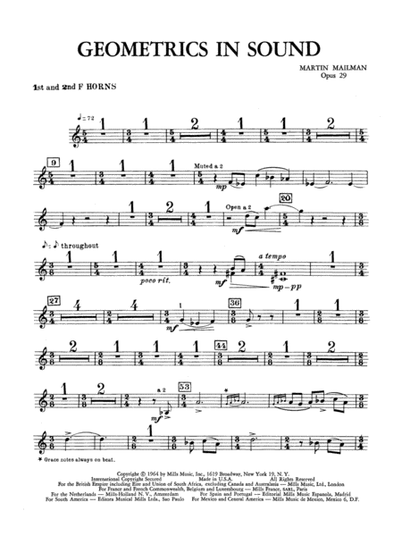 Geometrics in Sound, Op. 29: 1st & 2nd F Horns