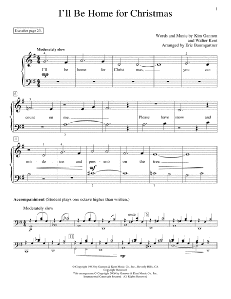 I'll Be Home For Christmas Piano Method scores gallery preview page 1