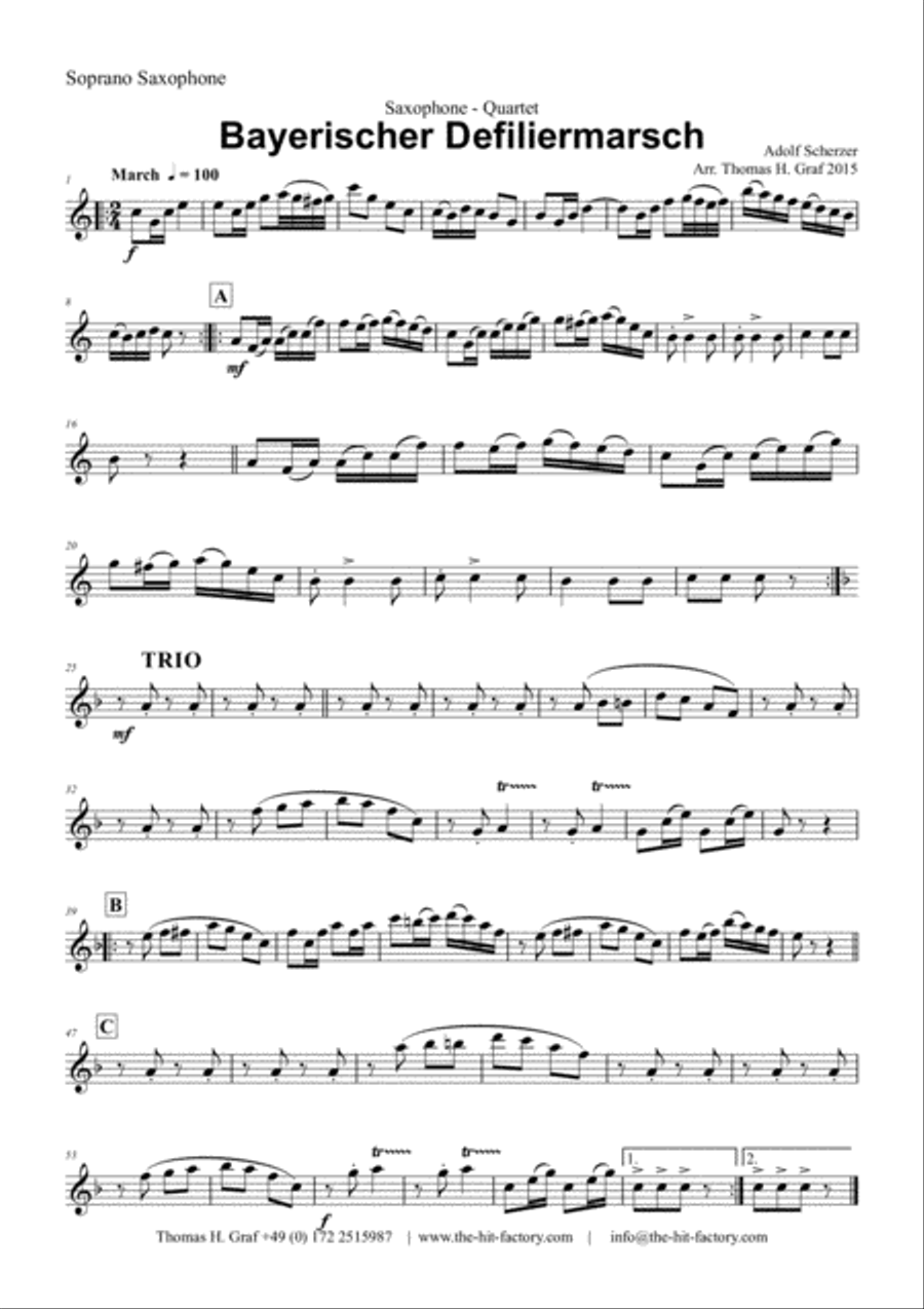 Bayerischer Defiliermarsch - German March - Oktoberfest - Saxophone Quartet Saxophone Quartet scores gallery preview page 4