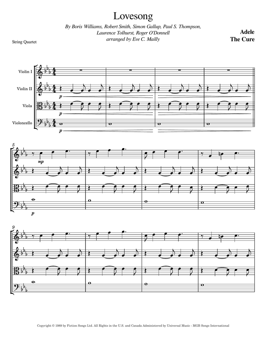 Lovesong String Quartet scores gallery preview page 1