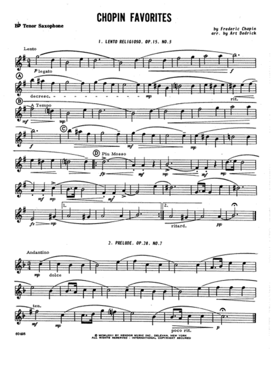 Chopin Favorites - Bb Tenor Saxophone