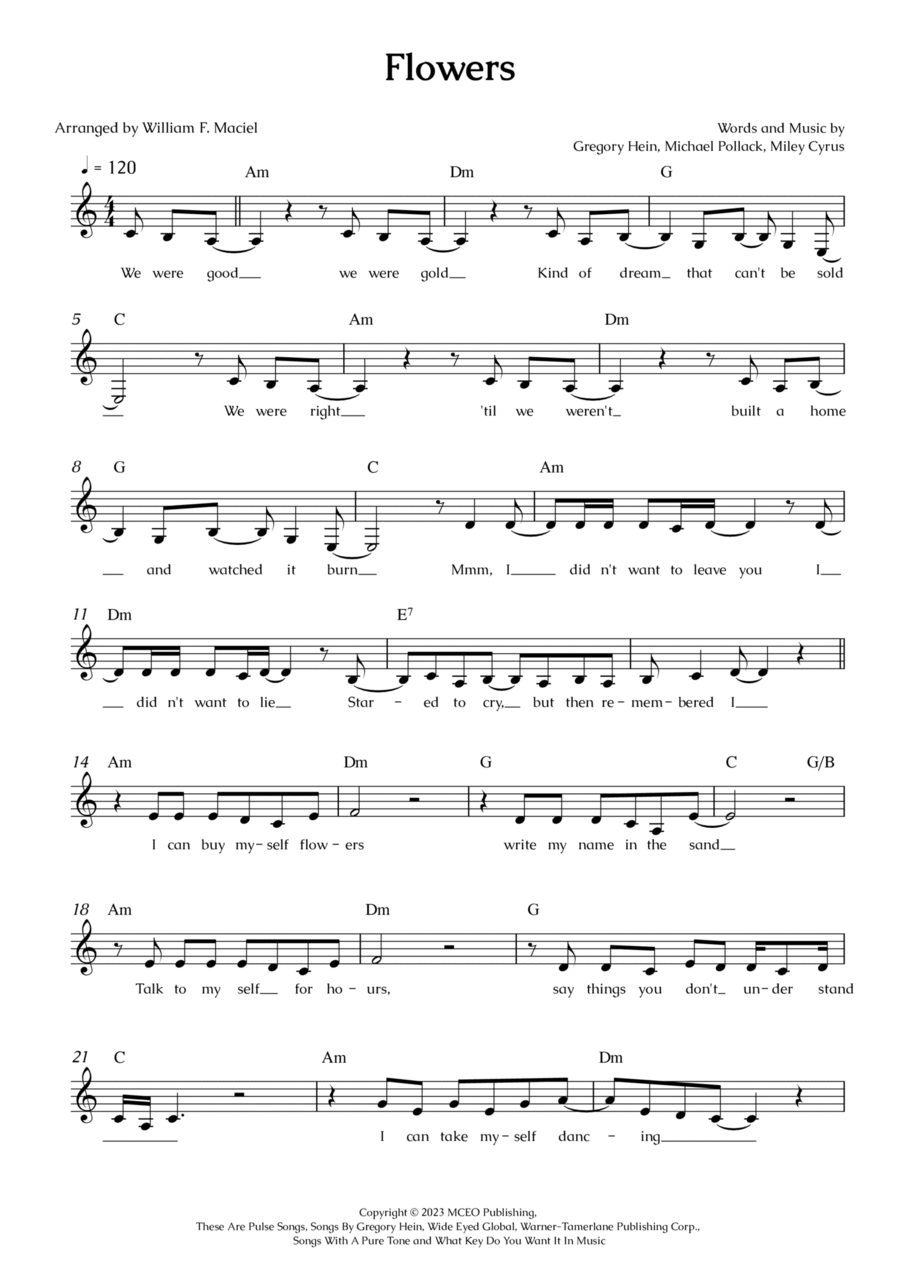 Flowers Piano scores gallery preview page 1
