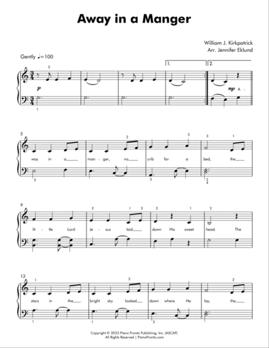 Away in a Manger (Kirkpatrick Version) (Easy Piano) Easy Piano scores gallery preview page 2