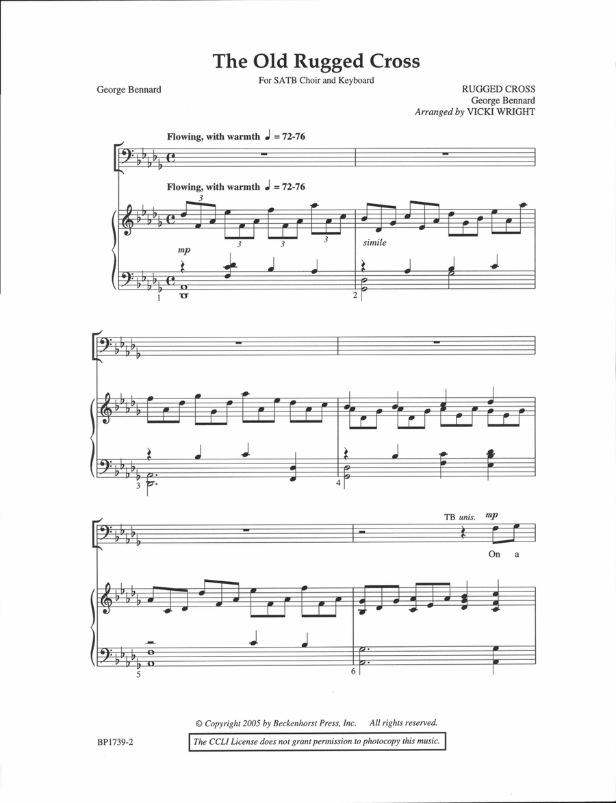 The Old Rugged Cross - Wright 4-Part scores gallery preview page 2
