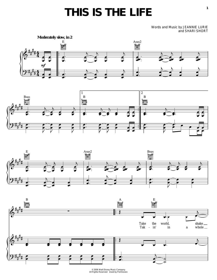This Is The Life Piano, Vocal, Guitar scores gallery preview page 1