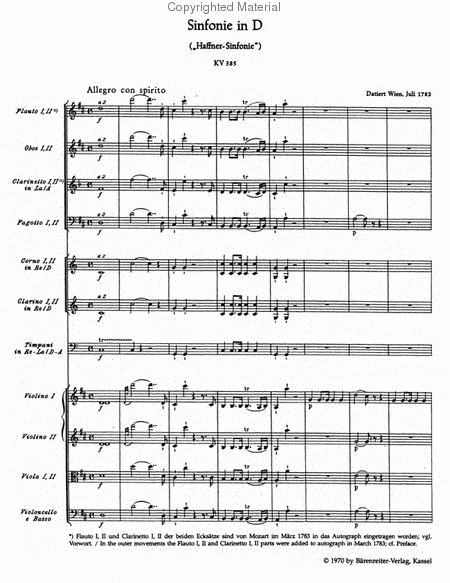 Symphony, No. 35 D major, KV 385 'Haffner Symphony'