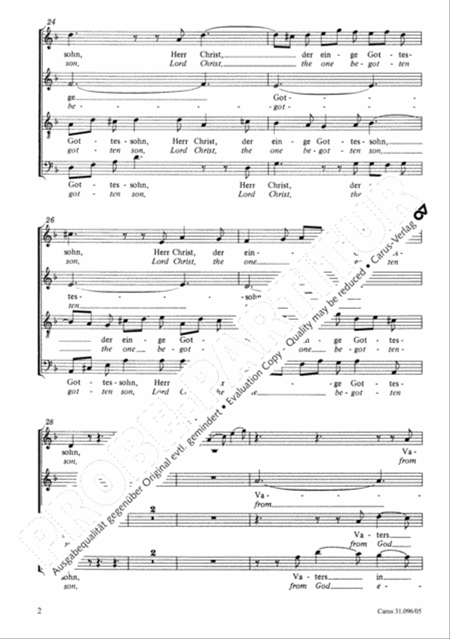 Lord Christ, the one begotten son (Herr Christ, der einge Gottessohn) 4-Part scores gallery preview page 3