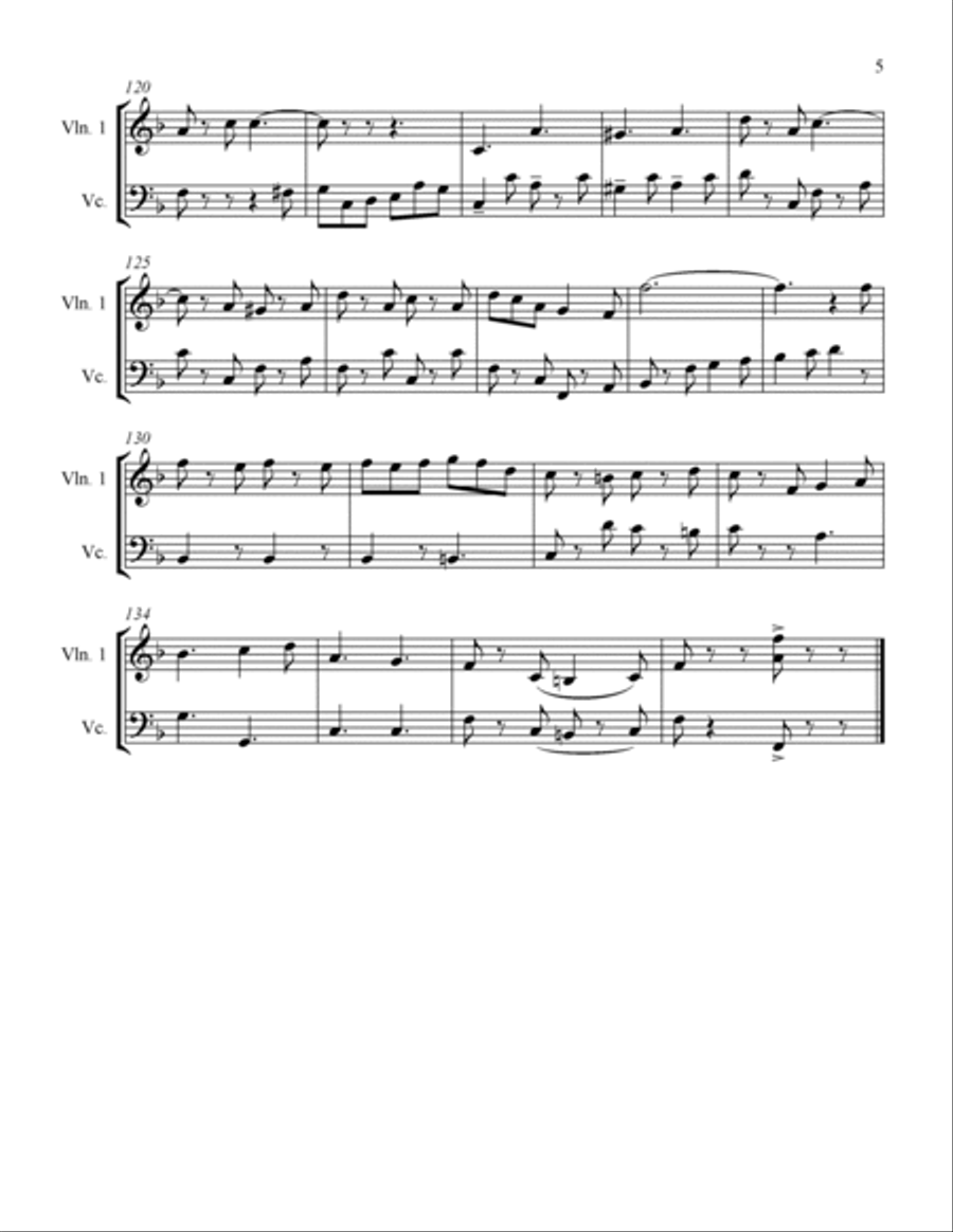 The Teddy Bears Picnic for Violin and Violoncello String Duet scores gallery preview page 5