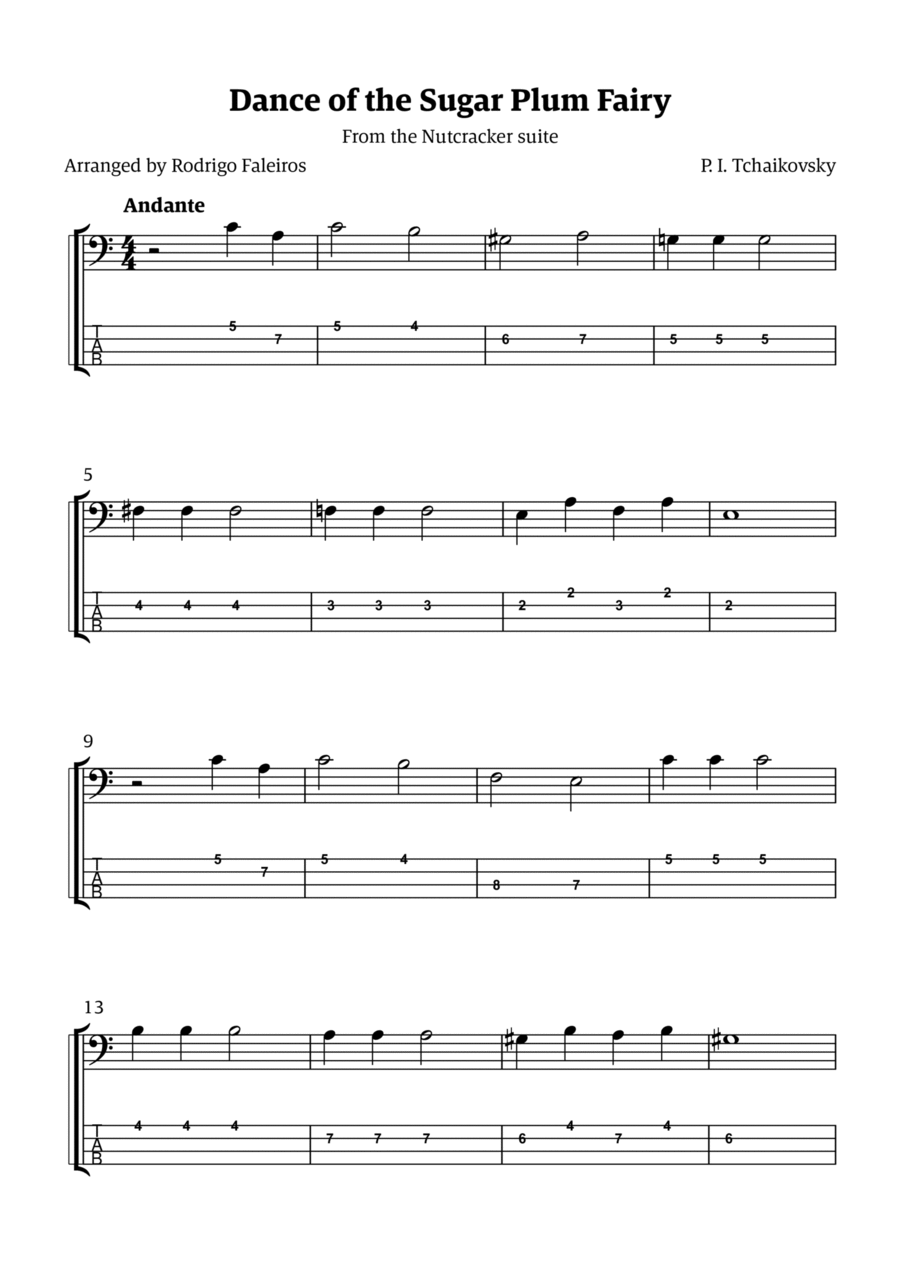 Sugar Plum Fairy theme Bass Guitar scores gallery preview page 1