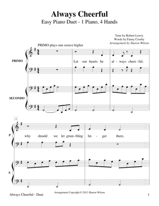 Always Cheerful (Easy Piano Duet - 1 Piano, 4 Hands)