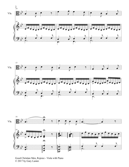 GOOD CHRISTIAN MEN, REJOICE (Viola with Piano & Score/Part) image number null