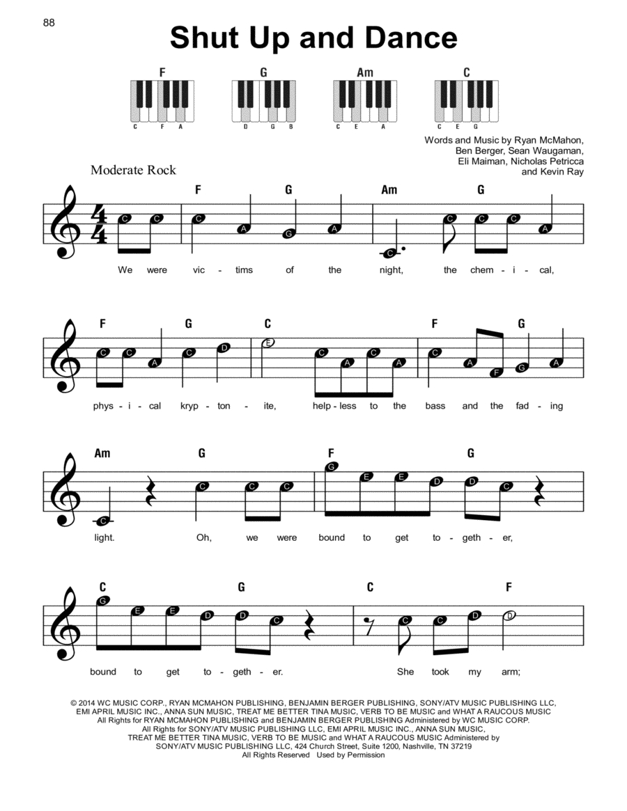 Shut Up And Dance Easy Piano scores gallery preview page 1