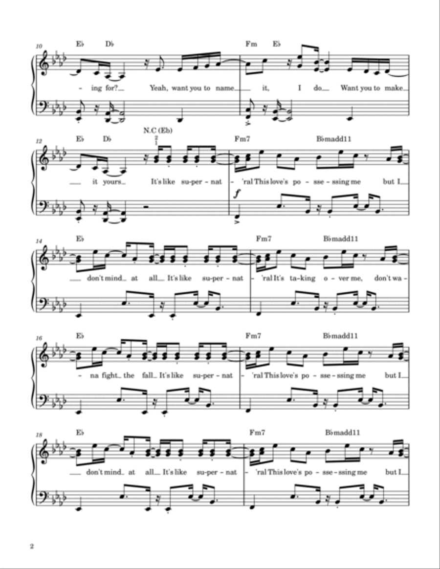 Supernatural Piano Solo scores gallery preview page 2