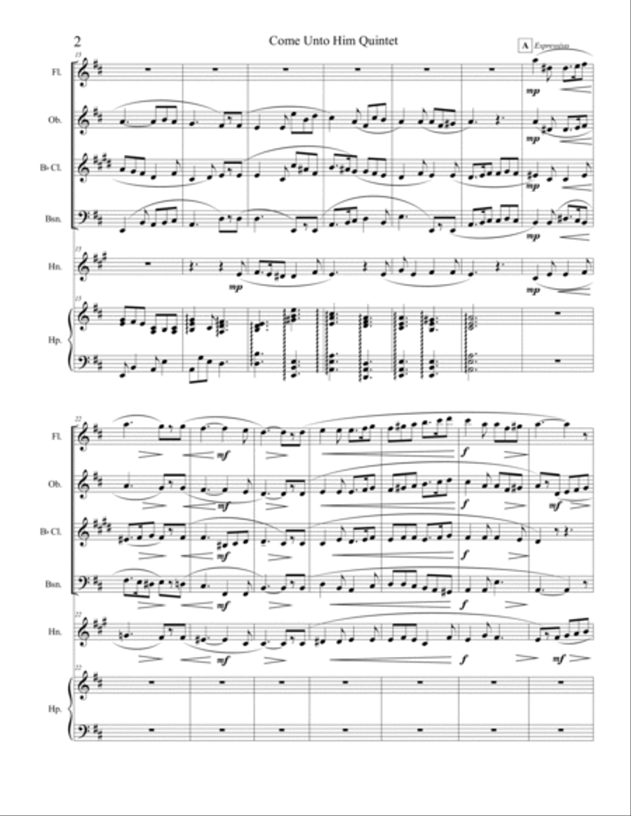 Come Unto Him Come Unto Him Woodwind Quintet scores gallery preview page 2