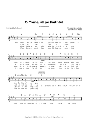 O Come, all ye Faithful - Adeste Fideles (Key of A Major)