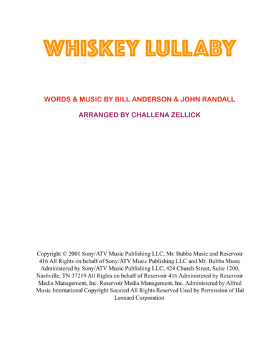 Whiskey Lullaby Easy Piano scores gallery preview page 1