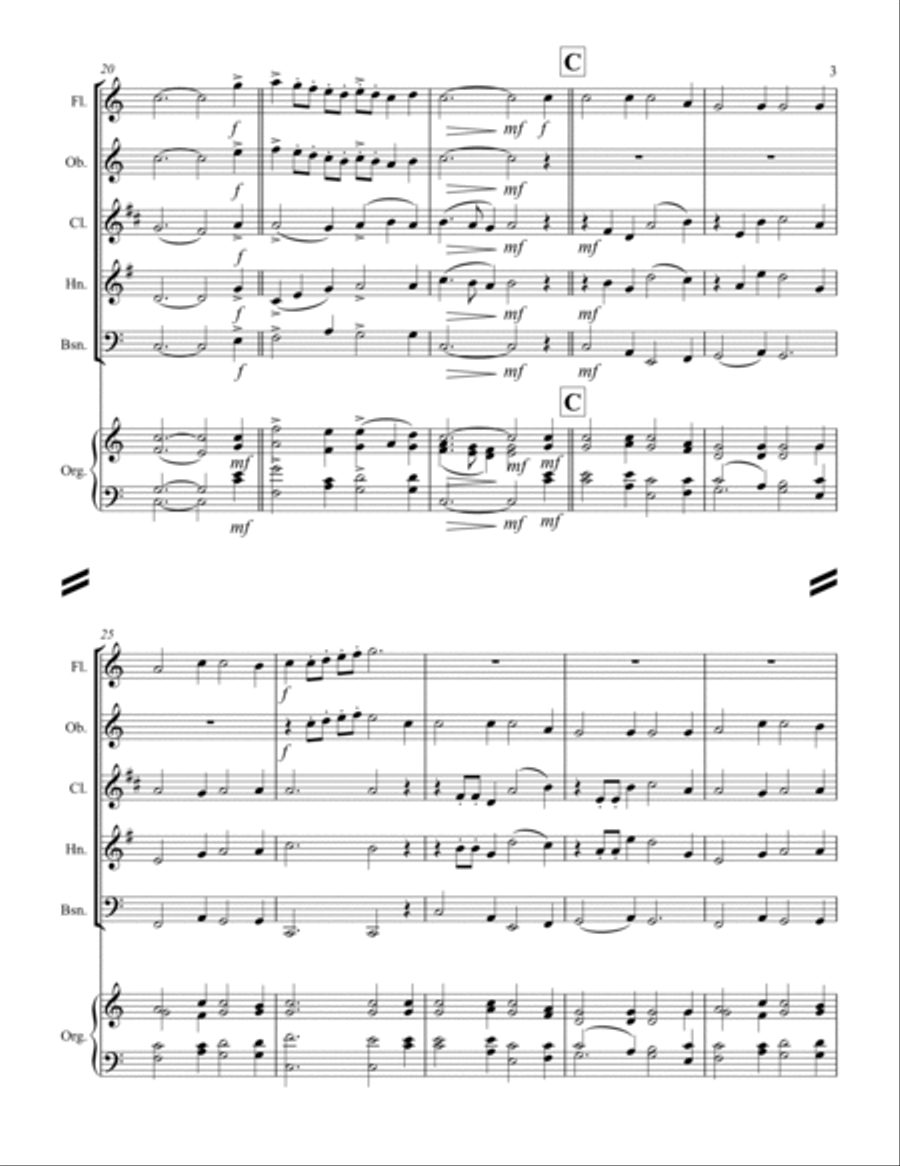 Breden Väg För Herran (Prepare the Royal Highway) (for Woodwind Quintet & optional Organ) Woodwind Quintet scores gallery preview page 4