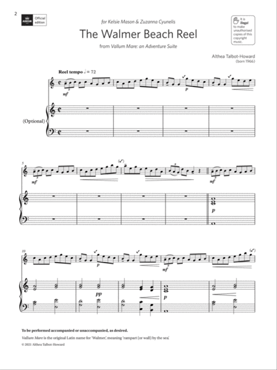 The Walmer Beach Reel (Grade 4 List C9 from the ABRSM Treble Recorder syllabus from 2022) Alto Recorder scores gallery preview page 2