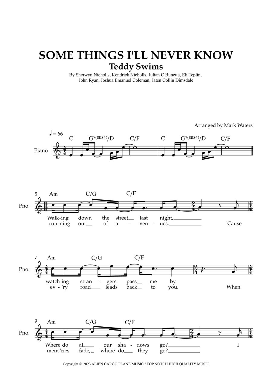 Some Things I'll Never Know Piano scores gallery preview page 1