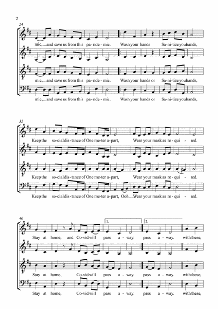 We ask God to let Corona go away Small Ensemble scores gallery preview page 2