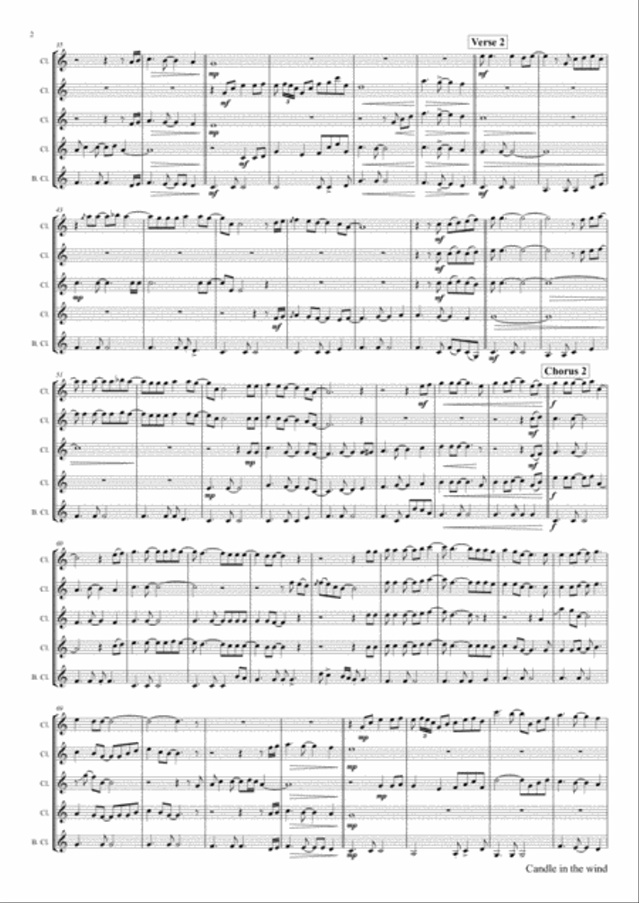 Candle In The Wind Woodwind Ensemble scores gallery preview page 2