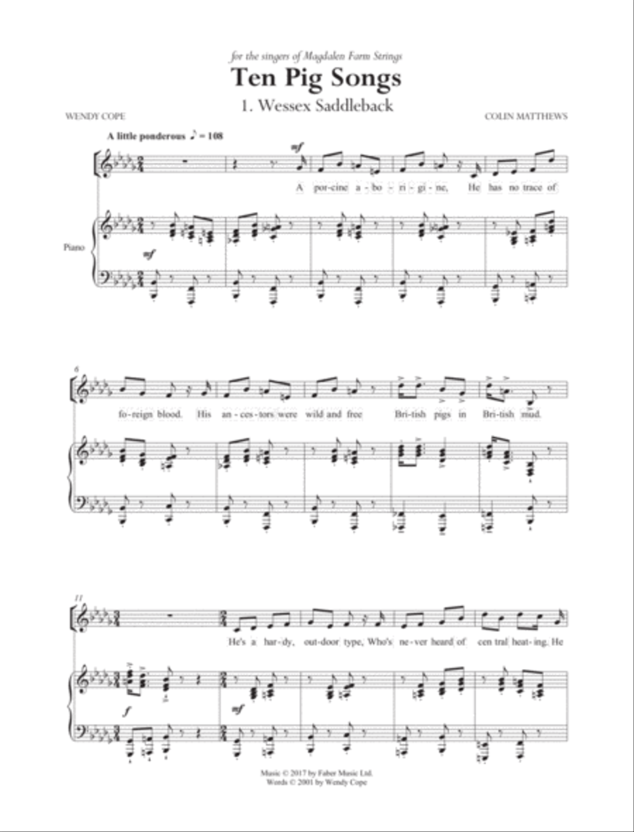 Ten Pig Songs Unison Choir scores gallery preview page 6