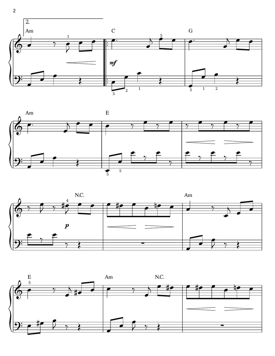 Fur Elise Fur Elise Easy Piano scores gallery preview page 2