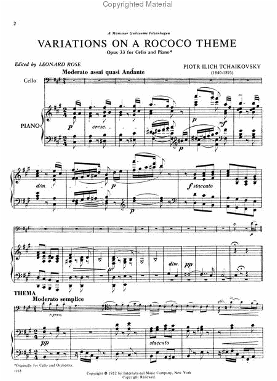 Variations on a Rococo Theme, Op. 33 Piano Accompaniment scores gallery preview page 3