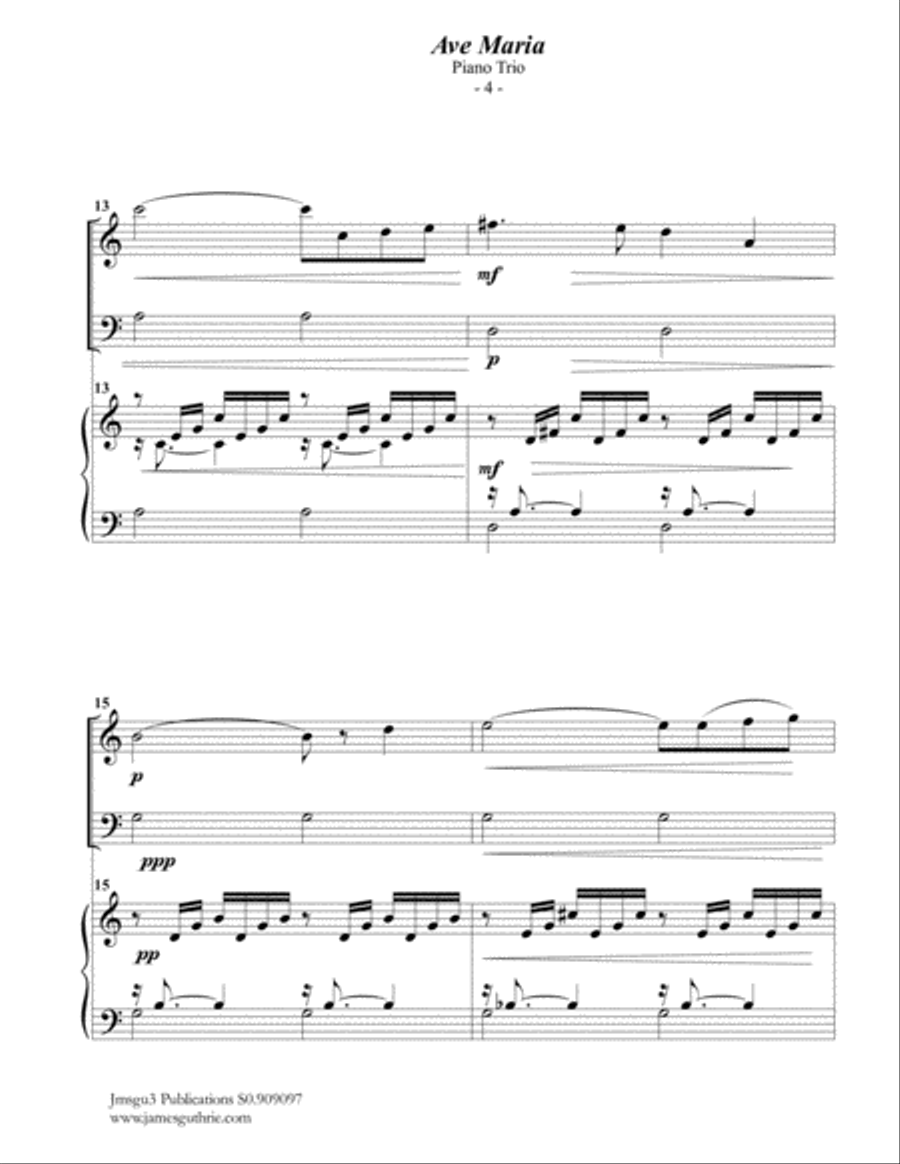 Bach-Gounod: Ave Maria for Piano Trio Piano Trio scores gallery preview page 4