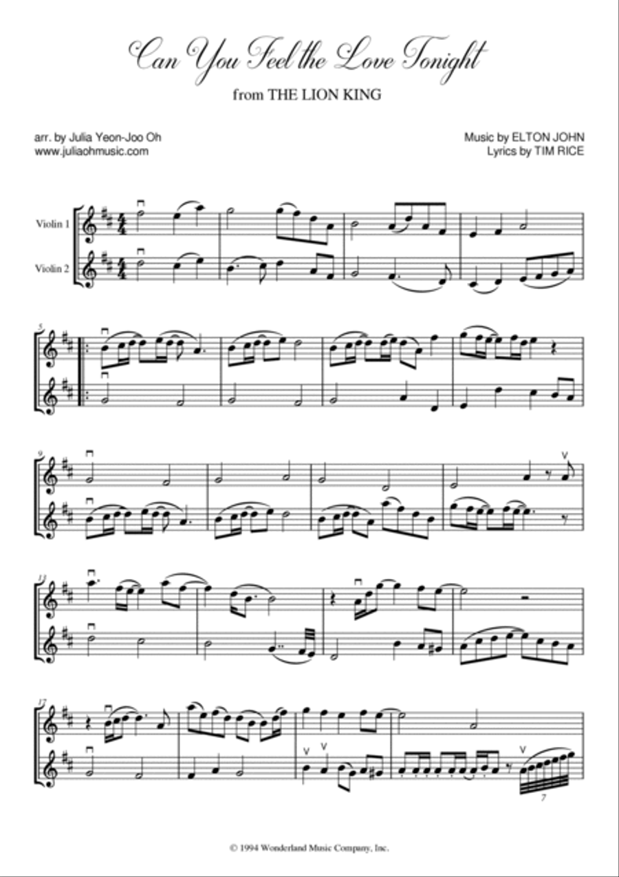 Can You Feel The Love Tonight String Duet scores gallery preview page 2